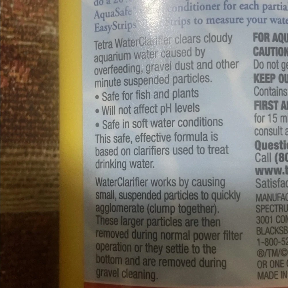 Lot of 2 TETRA Water Clarifier for Freshwater Aquariums Each Treats 500 Gallons